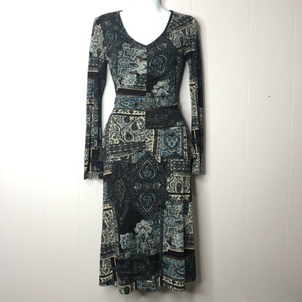 KAREN KANE Long Sleeve Ruched Boho Dress
